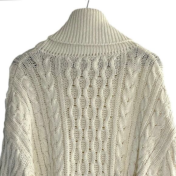 Anthropologie Pilcro Oversized Roll-Neck Cable Sweater in Cream Size XL - Picture 5 of 11
